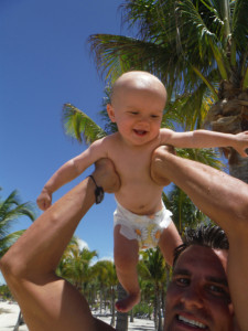happy baby on vacation
